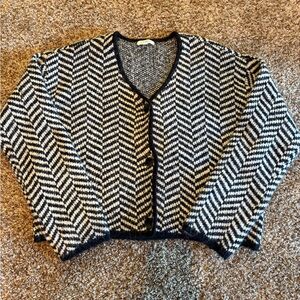 Z Supply Monochrome Chevron Knit Cardigan